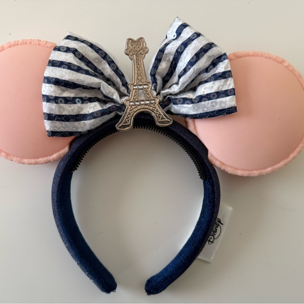 Disney Pink and Navy Striped Bow Headband